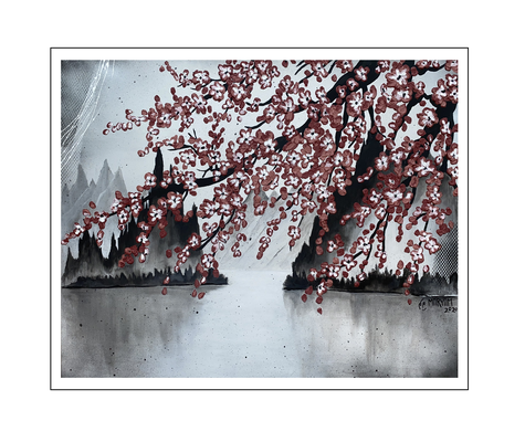 'Mysterious lake of life' Size: 82x102x3