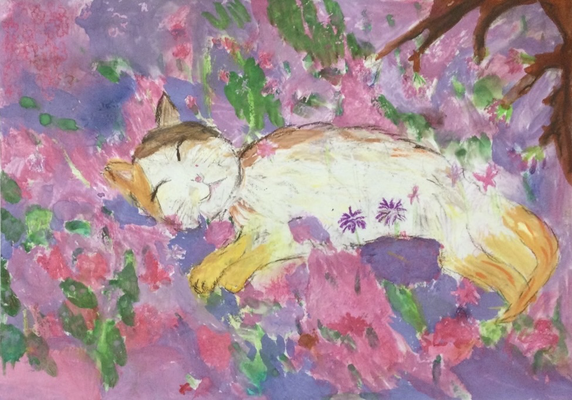 小2 原田 美景　花の中の猫（講習生）