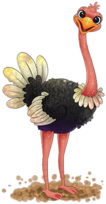 autruche - oiseau - animaux - smiley émoticône émoji cartoon clipart illustration - artémotic