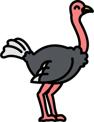 autruche - oiseau - animaux - smiley émoticône émoji cartoon clipart illustration - artémotic
