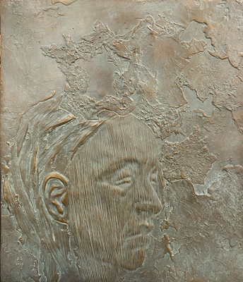 Figure avec France - 37 x 32 cm, 2020 - Bronze patiné. Edition 1/8. Fonderie Bocquel.