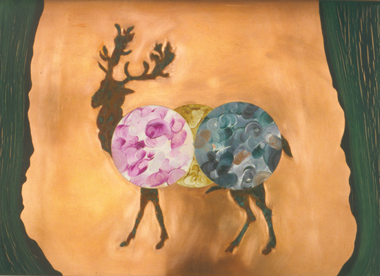 Sans titre (cerf) - huile et oxydation sur cuivre - 32 x 45 cm - 1993