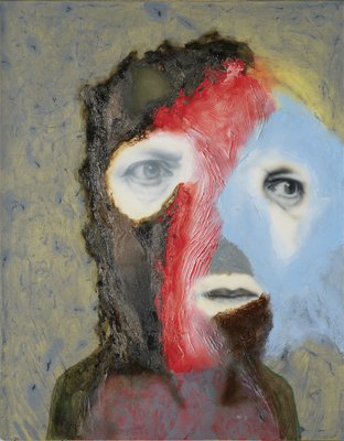 Tête grotesque, huile, acryl sur toile, 70 x 55 cm, 2021, N°2/2021.