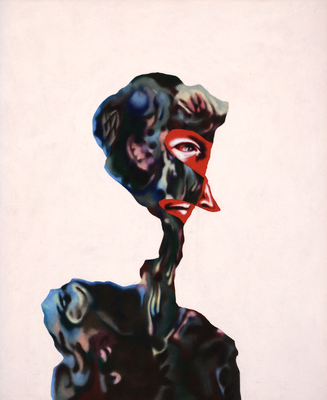 Figure (rose) - pastel et acryl sur toile - 90 x 70 cm - 2004