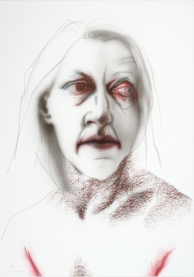 Pauline (12 x) - crayon, pastel et encre sur papier - 60 x 50 cm - 2009