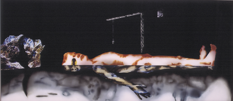 Im Wasser liegend IV - huile sous verre - 90 x 200 cm - 2003