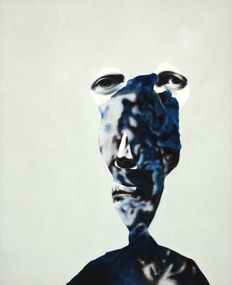 Figure (gris bleu) - pastel et acryl sur toile - 90 x 70 cm - 2004