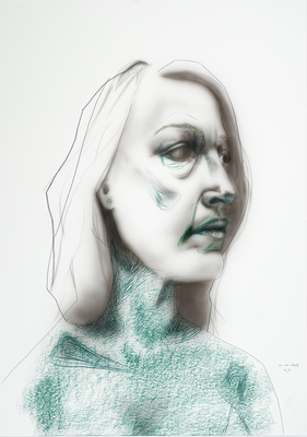 Pauline (12 x) - crayon, pastel et encre sur papier - 60 x 50 cm - 2009