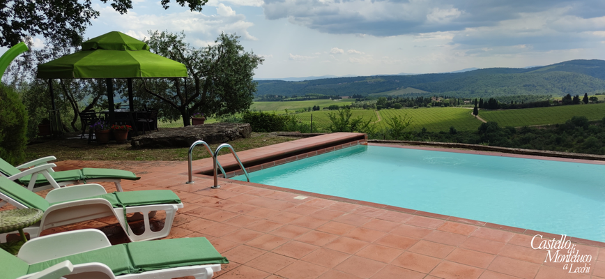 La piscina sulle colline del Chianti • The pool in front of the Chianti hills