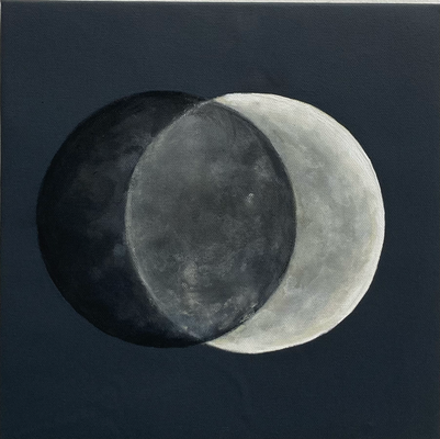 Eclipse, Acrylic and chalk on canvas, 40 x 40 cm