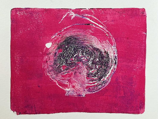 cavolo rosso I, Acrylic on paper, Gelprint, 30 x 40 cm