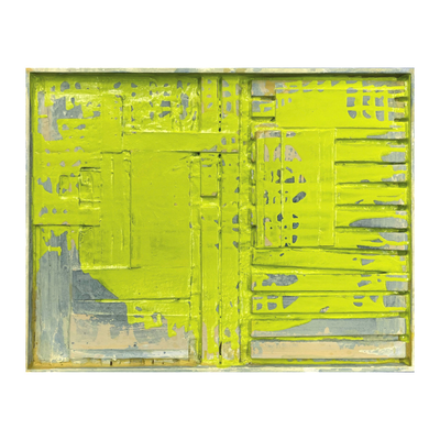 Untitled, wood and paint on panel, 37 x 48 cm