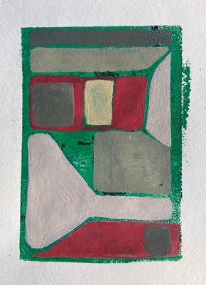 in Form, Acrylic on paper, Gelprint, 14,8 x 21 cm