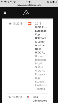 European Cup Austrian Open WDC AL 17. Oktober 2015 hier: Olympiaworld Innsbruck