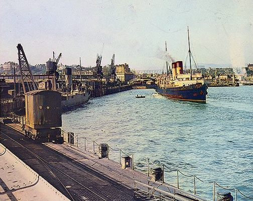 Folkestone port. Image coloured by A. Zois.