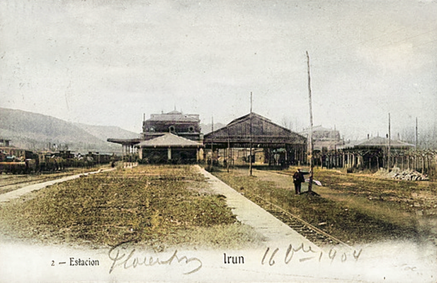 1904 : Irun Railway Station.Image colourized by A. Zois.