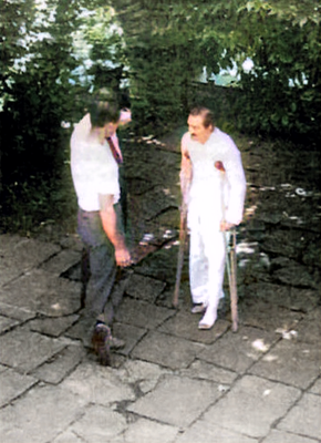 1952 Locarno : Baba doing exercises in the garden next to Hedi's home.  Image rendered by Anthony Zois.