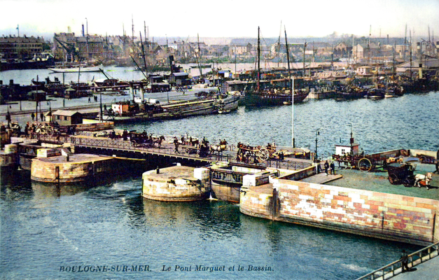 Boulogne port. Image coloured by A. Zois.