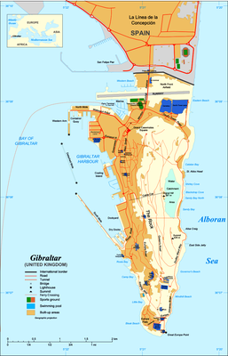 Map of Gibraltar, British Territory.