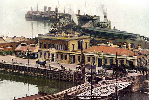 Folkestone port. Image coloured by A. Zois.