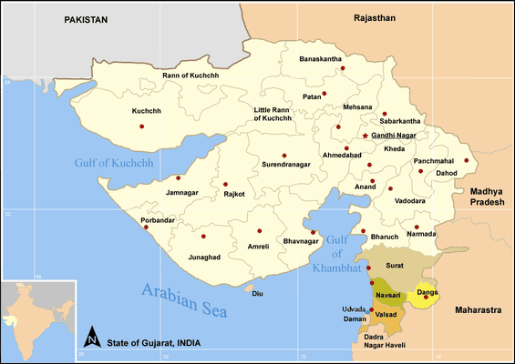 Gujarat state - close-up.