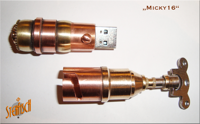 Steampunk USB-Stick "Micky16", Stehfisch, stehfisch.de, Steffen Fichtner