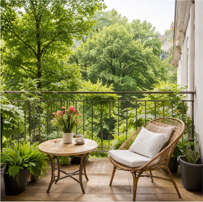 Balkon einer Wohnung in Berlin-Wedding mit Kiezblick