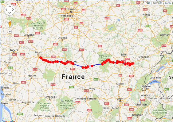 Jour 5: Dole-Tours, 448 kms