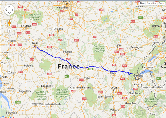 Jour 1: Tours-St Claude, 530 kms