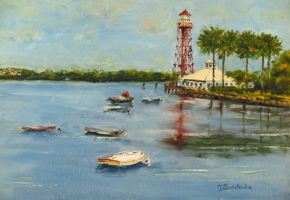 The Villages Lighthouse, Oil, 9x12, SOLD