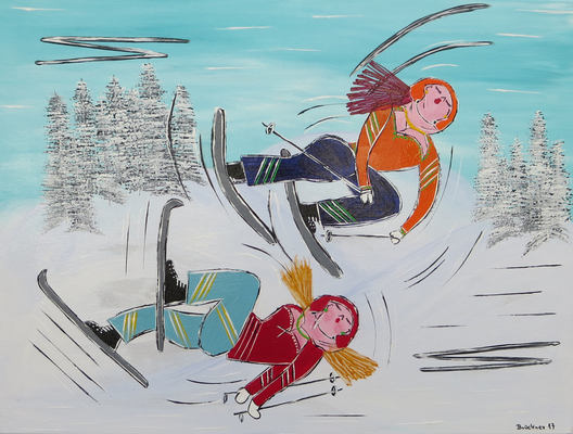 Bild Nr 188 (80x60x3,8cm)     Titel:"Skifahrer Nudeln"