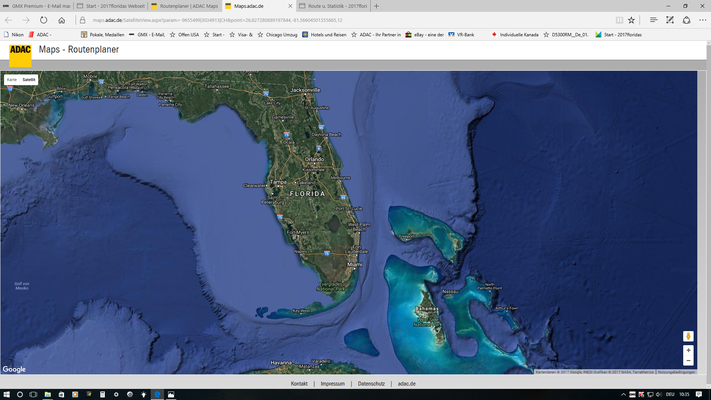 Route mit Übersicht Florida