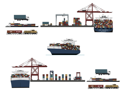 Info-Grafik "maritime Transportkette", für Fraunhofer CML Hamburg, 2014