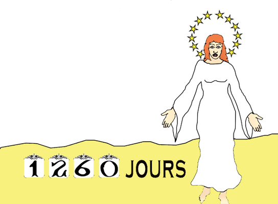 Satan se met à poursuivre la femme ou organisation spirituelle de Dieu représentée sur terre par les fidèles chrétiens. La femme doit alors se mettre à l’abri du serpent pendant 1260 jours ou 3 ans et demi.