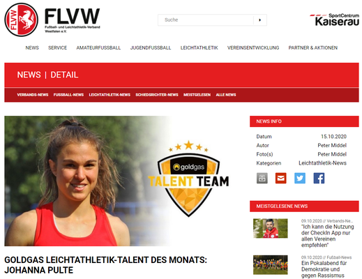 Talent des Monats beim FLVW