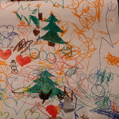 Geschenkpapier malen für den Weihnachtsmann 