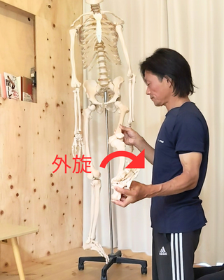 伸ばすと外に捻じれる