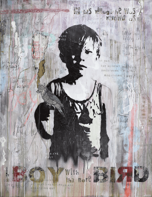 "The boy with the rare bird", 125 x 95 cm auf Leinwand