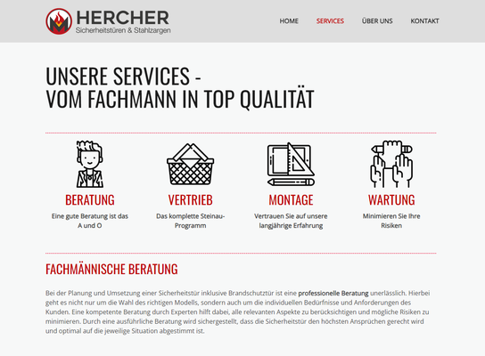 Brandschutztüren Hercher, Services - Webdesign von websites-wolf.de