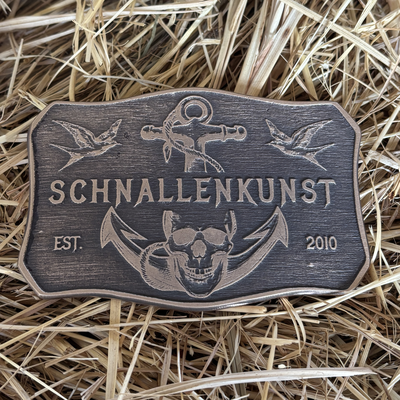 Schnallenkunst Gürtelschnalle aus massiver Bronze mit "Vintage" Oberfläche. Echte Handwerkskunst aus Deutschland. - Schnallenkunst