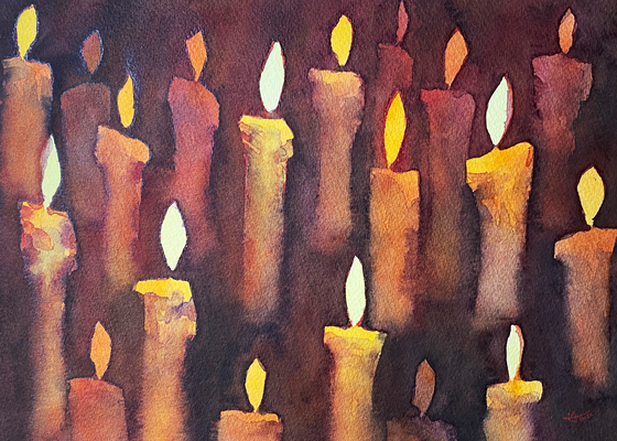 Candles, Watercolor on paper, 32x24cm, 2022