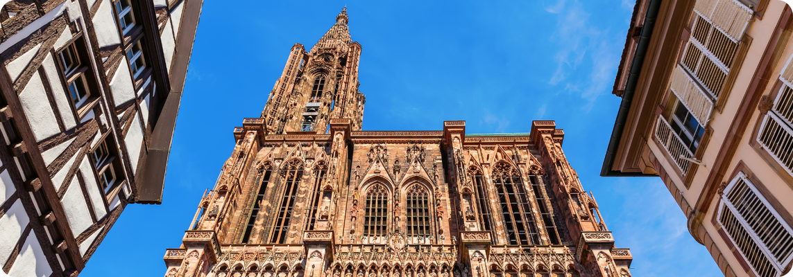 The stunning façade of Strasbourg Cathedral, a masterpiece of Gothic architecture.