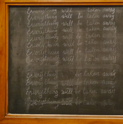 ADRIAN PIPER "Everything" (photocopied photographs on graph paper, sanded with sand paper, overprinted with inkjet text - seen at the 56th Venice Biennial, 2015)