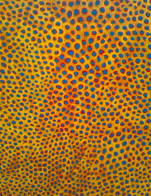 YAYOI KUSAMA "Infinity-Nets [AOQBZ]" 2014, acrylic on canvas, 162x130,3 cm, sold by David Zwirner (seen at Frieze New York 2014)