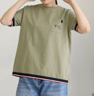 【普段着にどうぞ】 ワンポイントライン入り 丸首 T シャツ  フォーユー価格　1,380円(税込)   