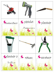 Jeu de mémory des outils du jardinier pour l’école primaire