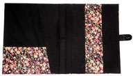 Mappe für Collegblock DinA4 Japanpapier  schwarz mit Blümchen 2