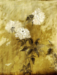 芍药 PEONY 60X50CM 布面水墨与矿物色 INK & MINERAL COLOR ON CANVAS  2002