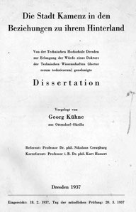 Titelseite der Dissertation von Georg Kühne 1937