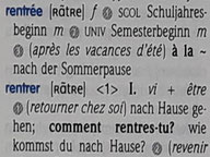 Rentrée Frankreich Schule